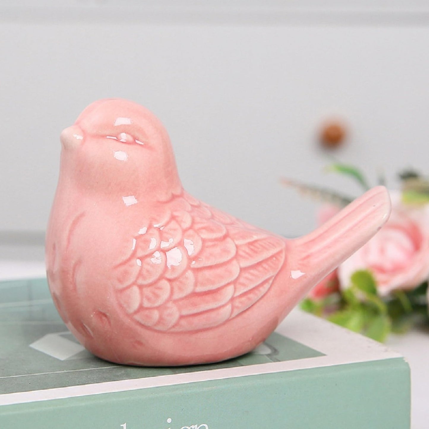 2Pack Bird Toilet Bolt Caps,Toilet Bolt Covers Decorative,Cute Funny Ceramics Bird Decorative,Closestool Bottom Easy Installation Replacement Parts(Bird-Pink)