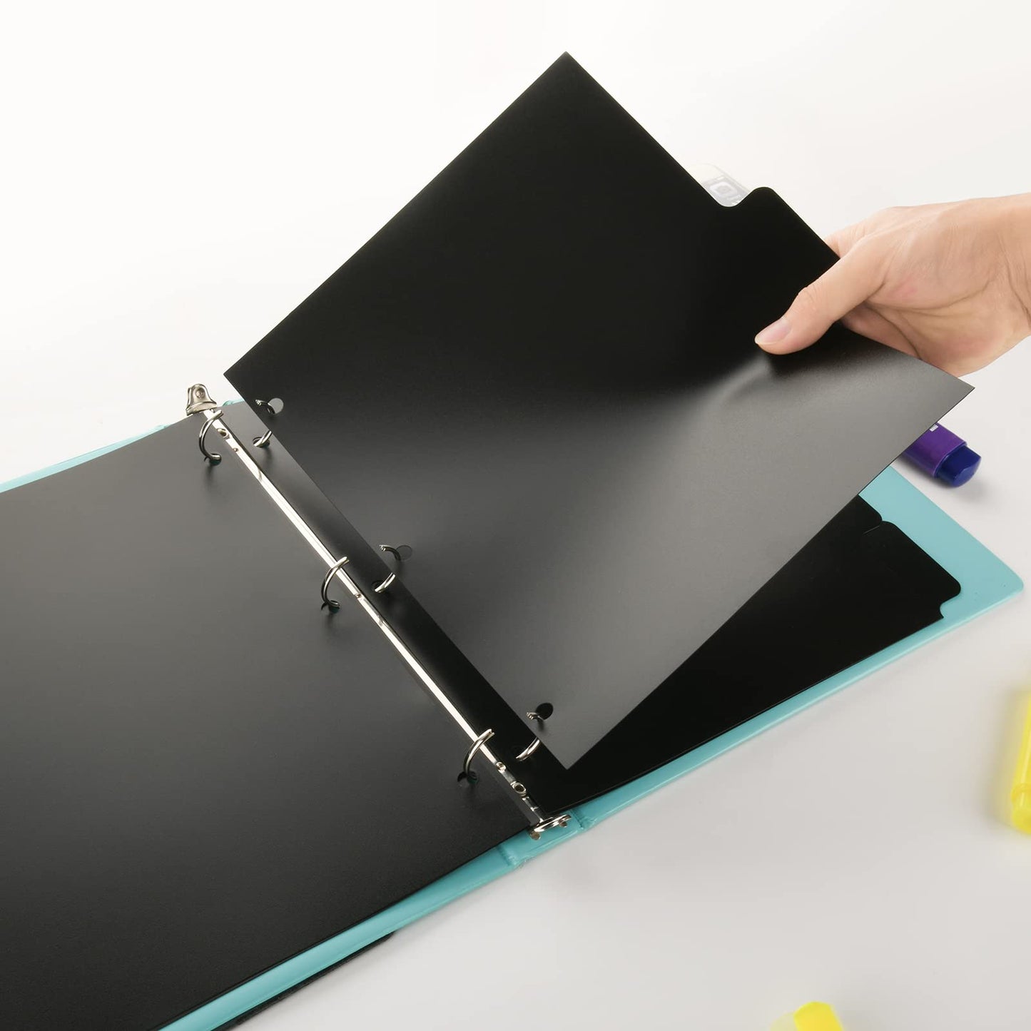 3 Ring Binder Dividers with 5-Tabs for Letter Size, 1/5 Cut, 3-Hole Punched, Write & Erase Plastic Binder Dividers Extra Durable Section Index Dividers for Binders, Pack of 5 Sets, 25 Dividers Total