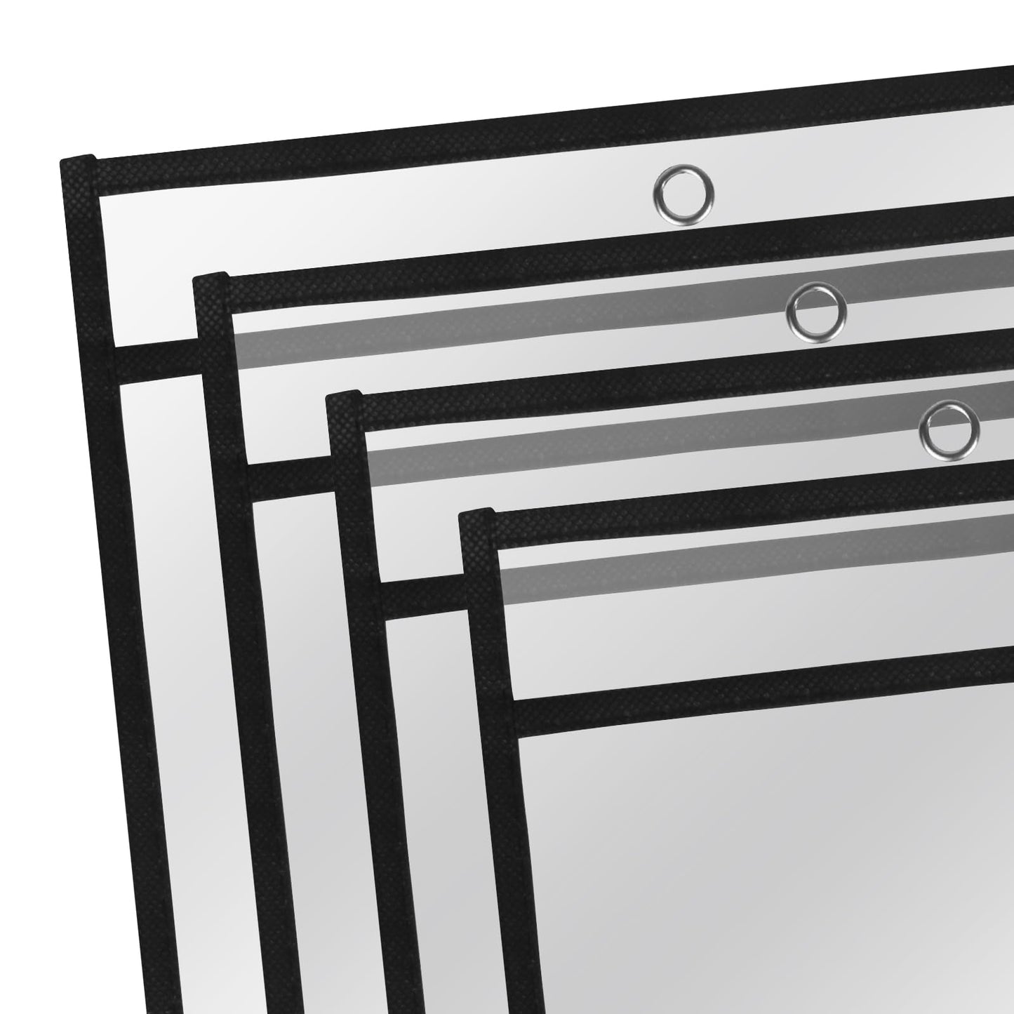 Heavy Duty Dry Erase Pockets 9x12, Job Ticket Holders 50 Pack Plastic Paper Sleeves Sheet Protectors 8.5 x 11 Clear Document Sleeves for Shop Office Classroom Home, Black