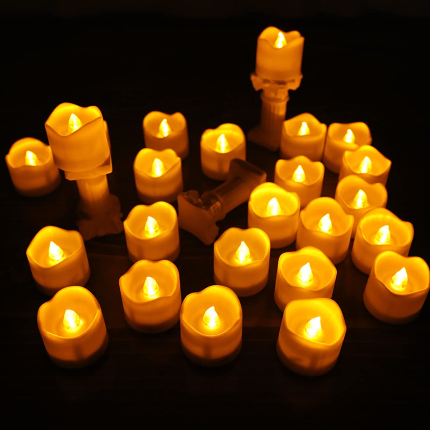 Wilrigir Flameless Votive Candles with Remote Control,CR2450 Battery Operated Tea Light with Timer,Warm Yellow LED Candles for Christmas,Halloween,Home Decoration,Pack of 12