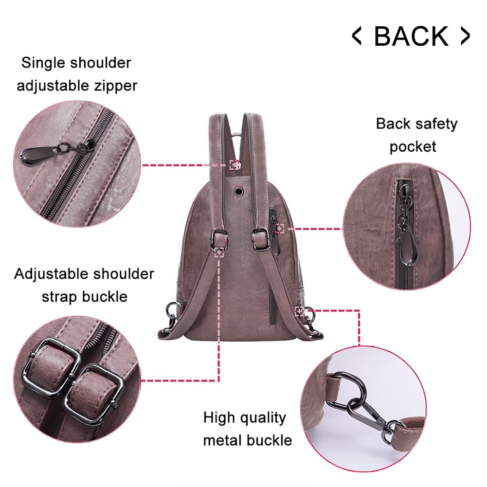 Small Backpack Purse for Women Fashion PU Leather Backpack Convertible Ladies Sling Bag