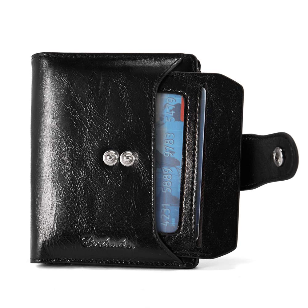 BOSTANTEN Women Leather Wallet RFID Blocking Small Bifold Zipper Pocket Wallets Card Case Purse with ID Window