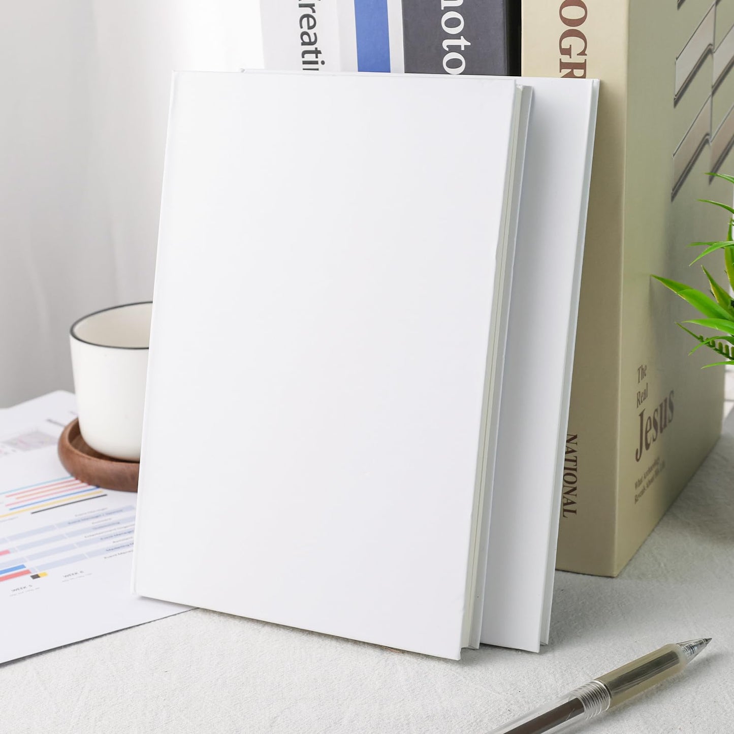 Koogel 2PCS Blank Hardbound Sketch Notebooks, White Drawing Notebooks 5.7" x 8.2" Hardcover Sketchbooks Blank Thick Smooth Notebook for Kids to Write Stories 50 Sheets 100gsm Inner Paper