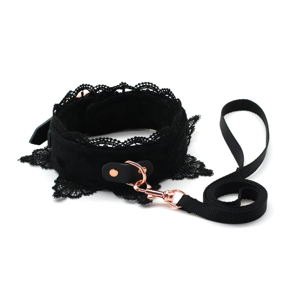 Leather Choker Collar Black Lace Chokers Set for Men Women Girls