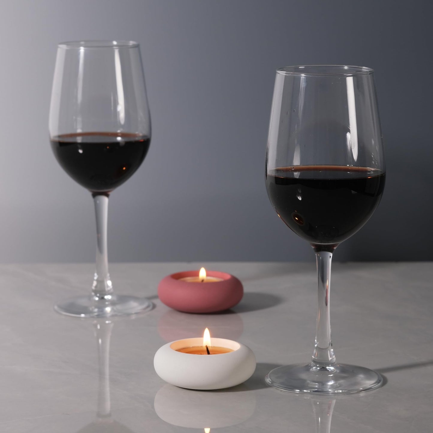 ICNBUYS Handmade Decorative Pebble Tealight Candle Holders Set of 8 - Handcrafted Home Decor Accent for Calming Earthy Aesthetic White Cement Diameter 2.6 inches