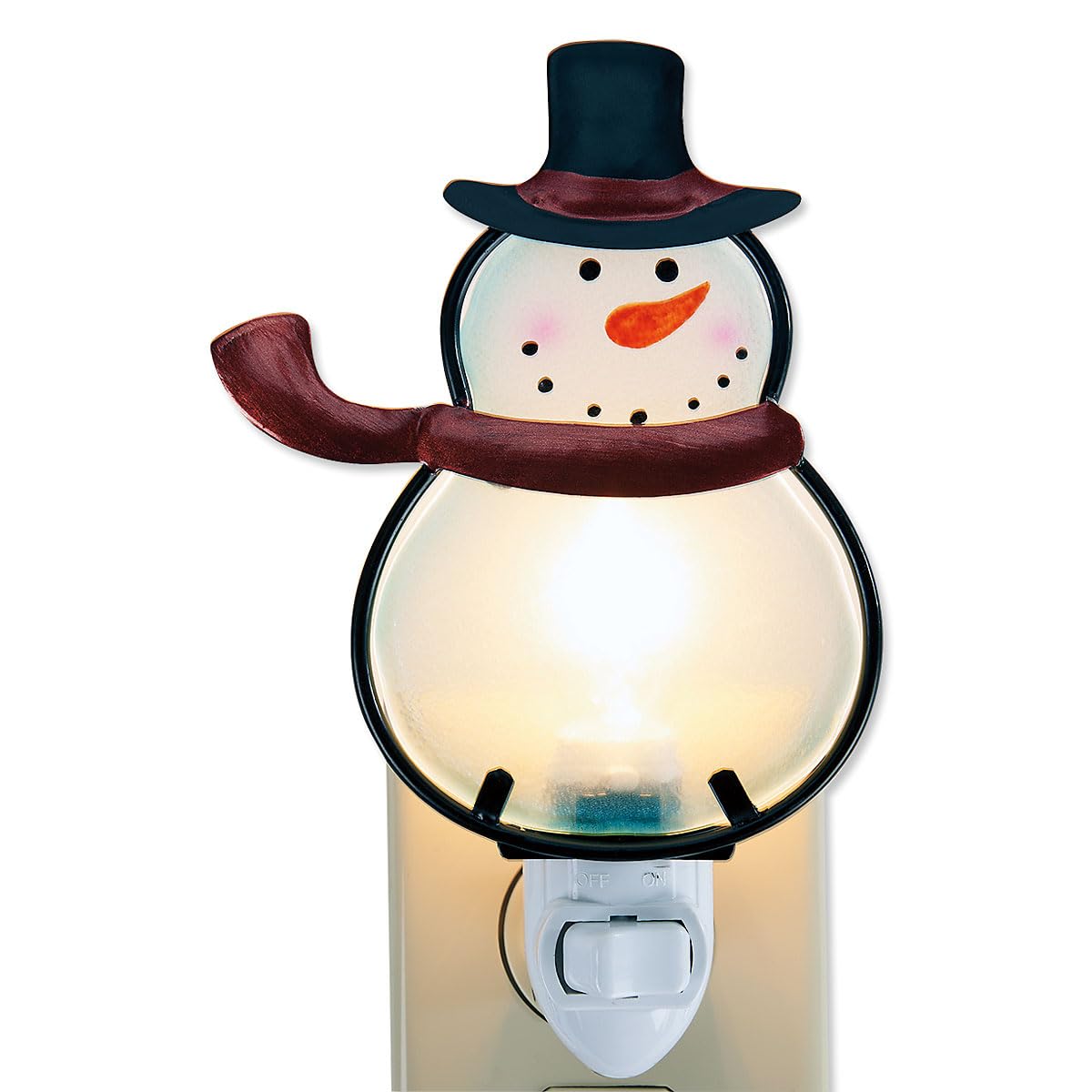 Current Christmas Night Light - Snowman Christmas Night Light Plug Into Wall, 6" Stained Glass, Holiday Decorations, Winter Home Décor