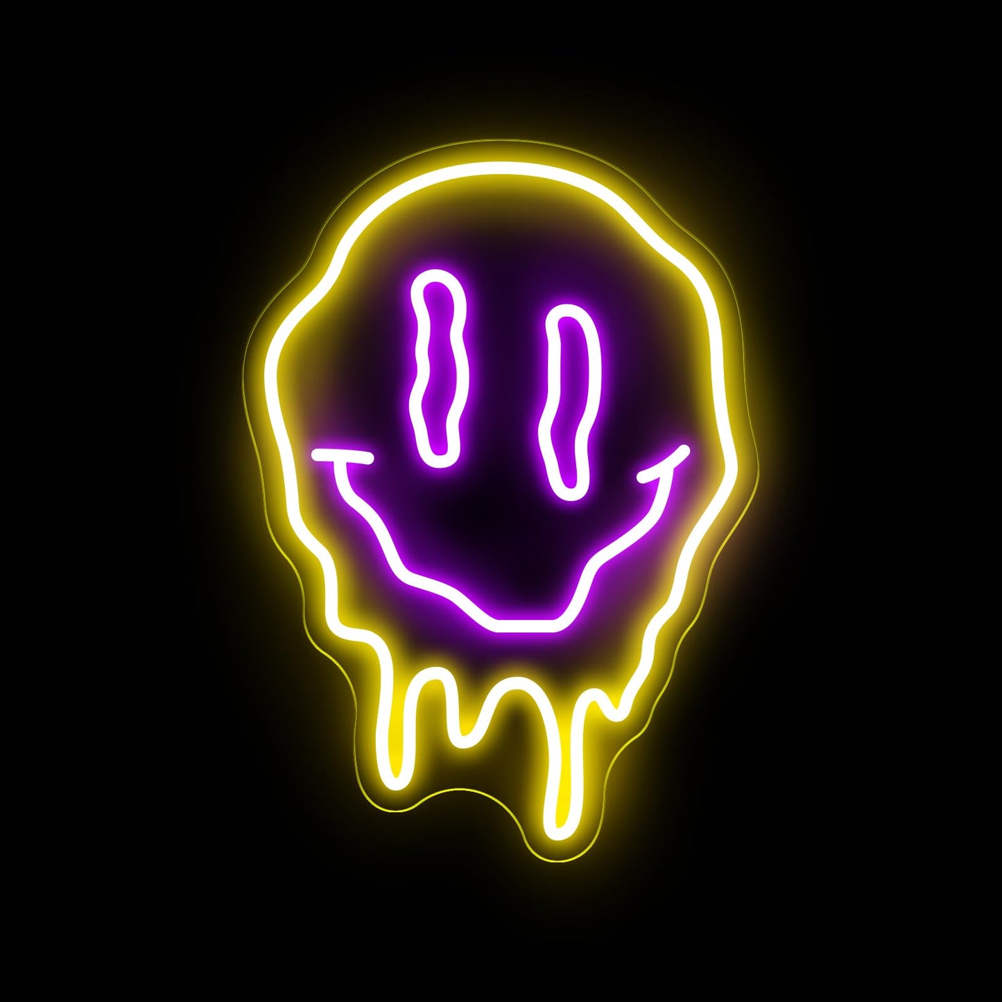Melting Smiley Face Neon Sign Dripping Smile Wall Decor Bedroom Living Room Neon Entertainment Room Game Room Distorted smile face Sign For Kids Room Bar Party Bedroom Decor Lamp-15.7"