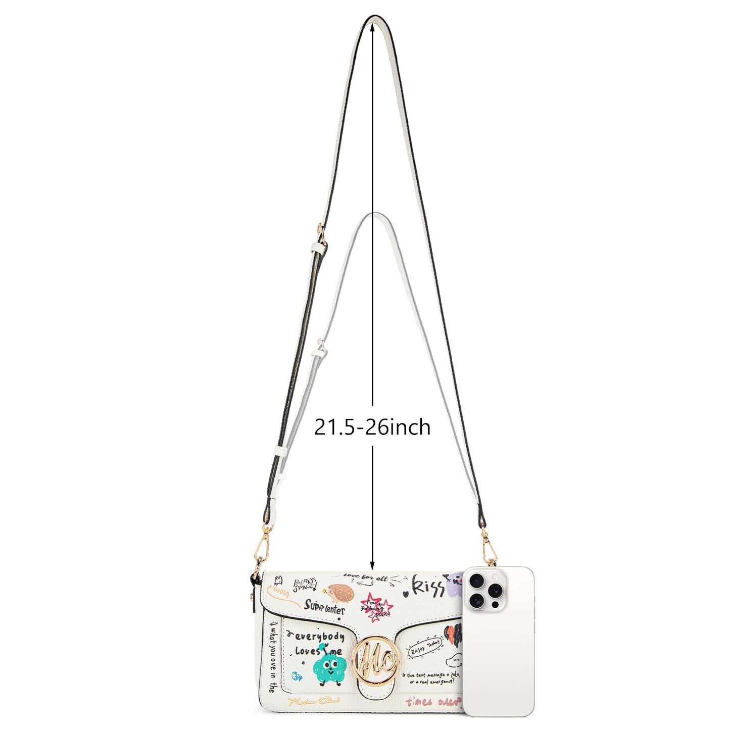 Milan Chiva Crossbody Bags for Women - Small Cross Body Purse Shoulder Bag, Cute Purse Handbags for Daily Commute Travel MC-619-1WT
