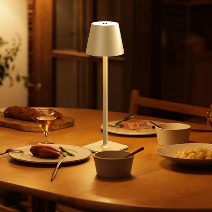 4 Pack Gold Cordless Table Lamps for Gifts, Portable Rechargeable Lamp, 6000mAh Battery Operated lamps, 3 Color Dimmable LED Table Light for Holiday, Christmas, Graduation Gifts, Teacher Gifts