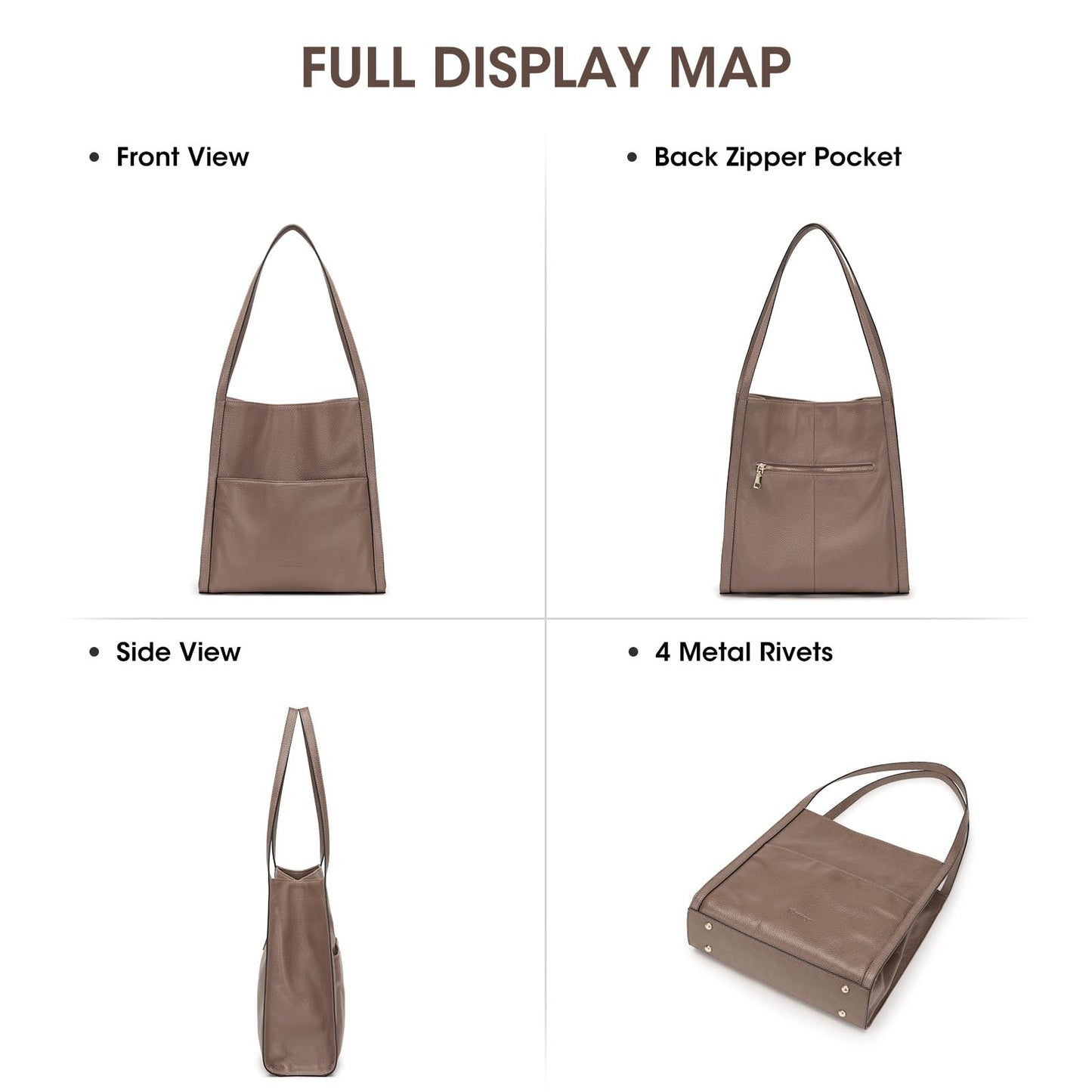 Kattee Leather Tote Shoulder Bag for Women, Leather Purse and Handbags Medium Size