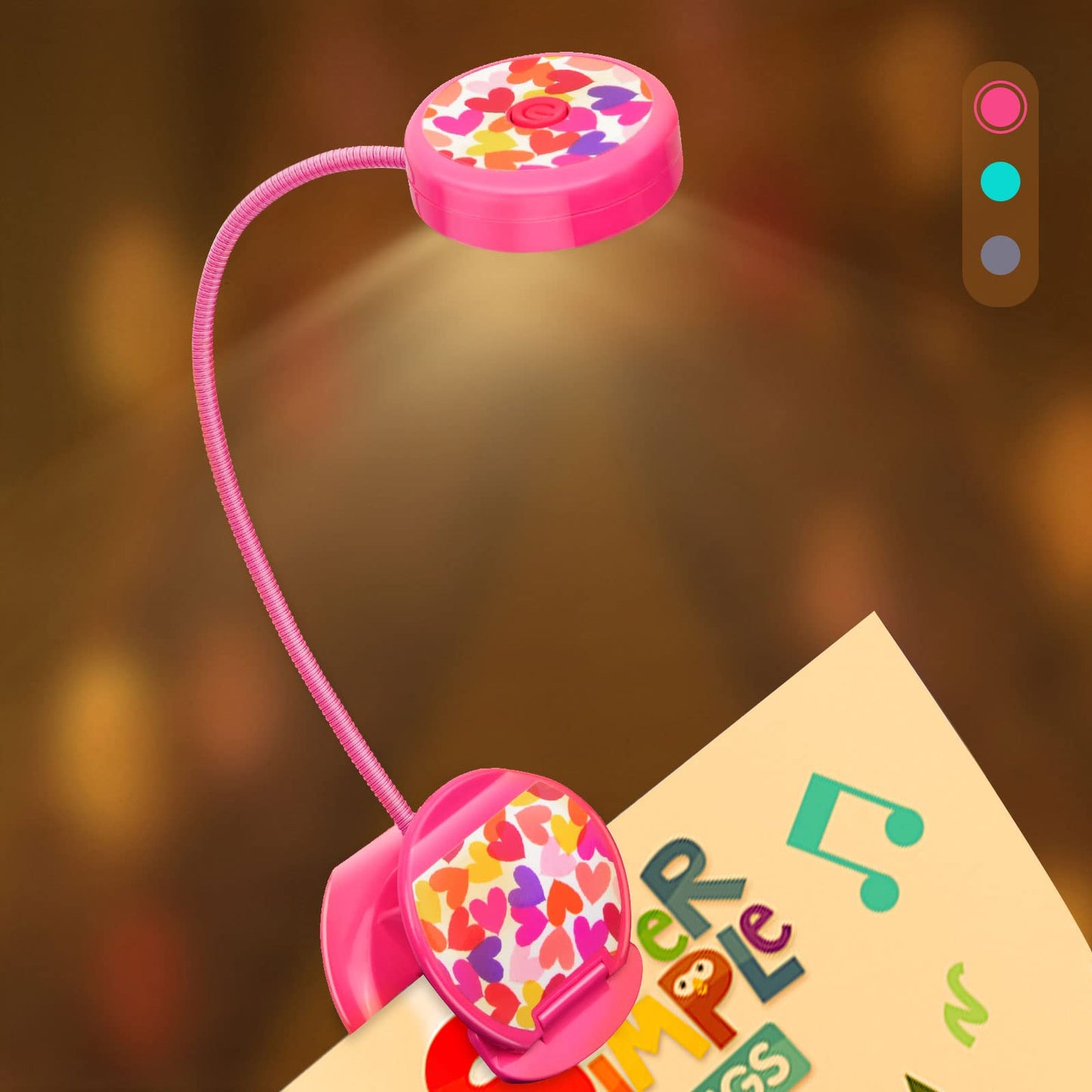 Vekkia Cute Rechargeable Book Light, Eye-Care Clip on Lights for Reading in Bed, 3 Colors & 3 Brightness, 1.8oz Lightweight, Up to 40 Hours Useage, Great Gifts for Kids & Readers (Rose Red)