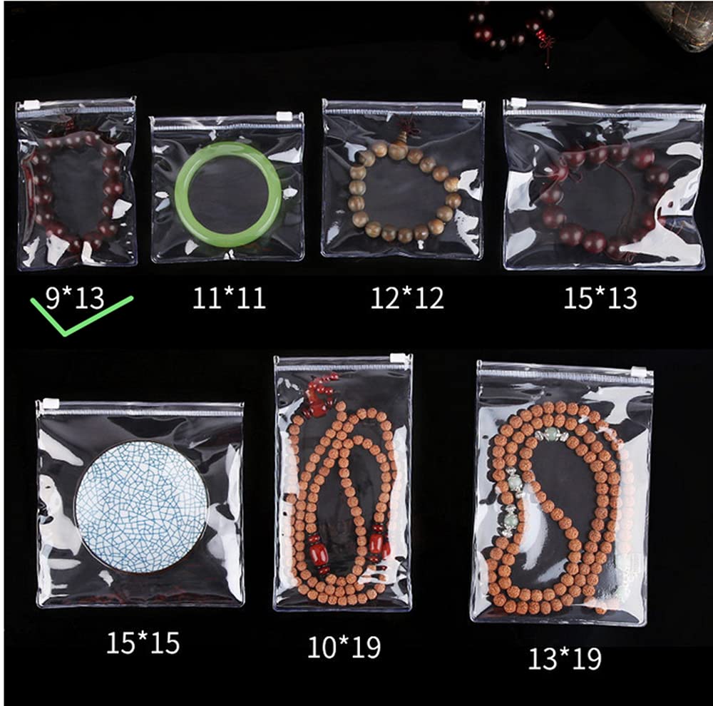100 Self Seal PVC Pack Zipper Lock Bags,Clear Jewelry Anti Oxidation Bag Clarity Tarnish Prevention,Small Sealed Bag,Resealable packaging or Storage of Jewelry, Earrings and Rings (9x13cm/3.5x5inch)