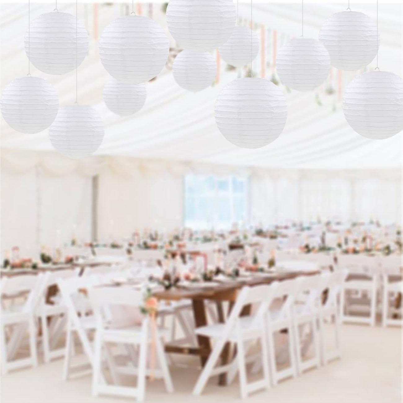 SIPRKAICT White Paper Lanterns Party Decorations,12pcs Hanging Paper Lantern for Engagement Bachelorette Wedding Baby Bridal Purple Birthday Decorations