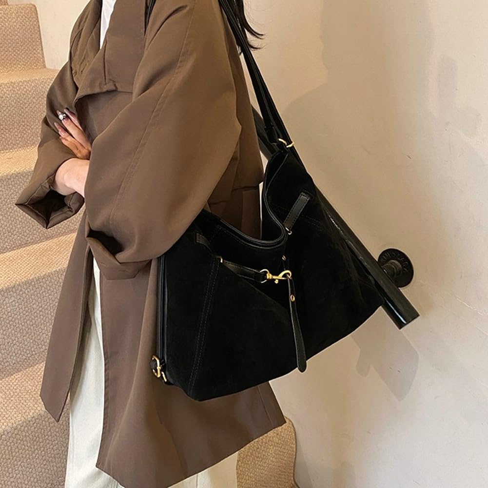 Suede Crossbody Bag 2025 Fall Winter Suede Tote Bag Hobo Purse Casual Shoulder Handbag Large Satchel for Women