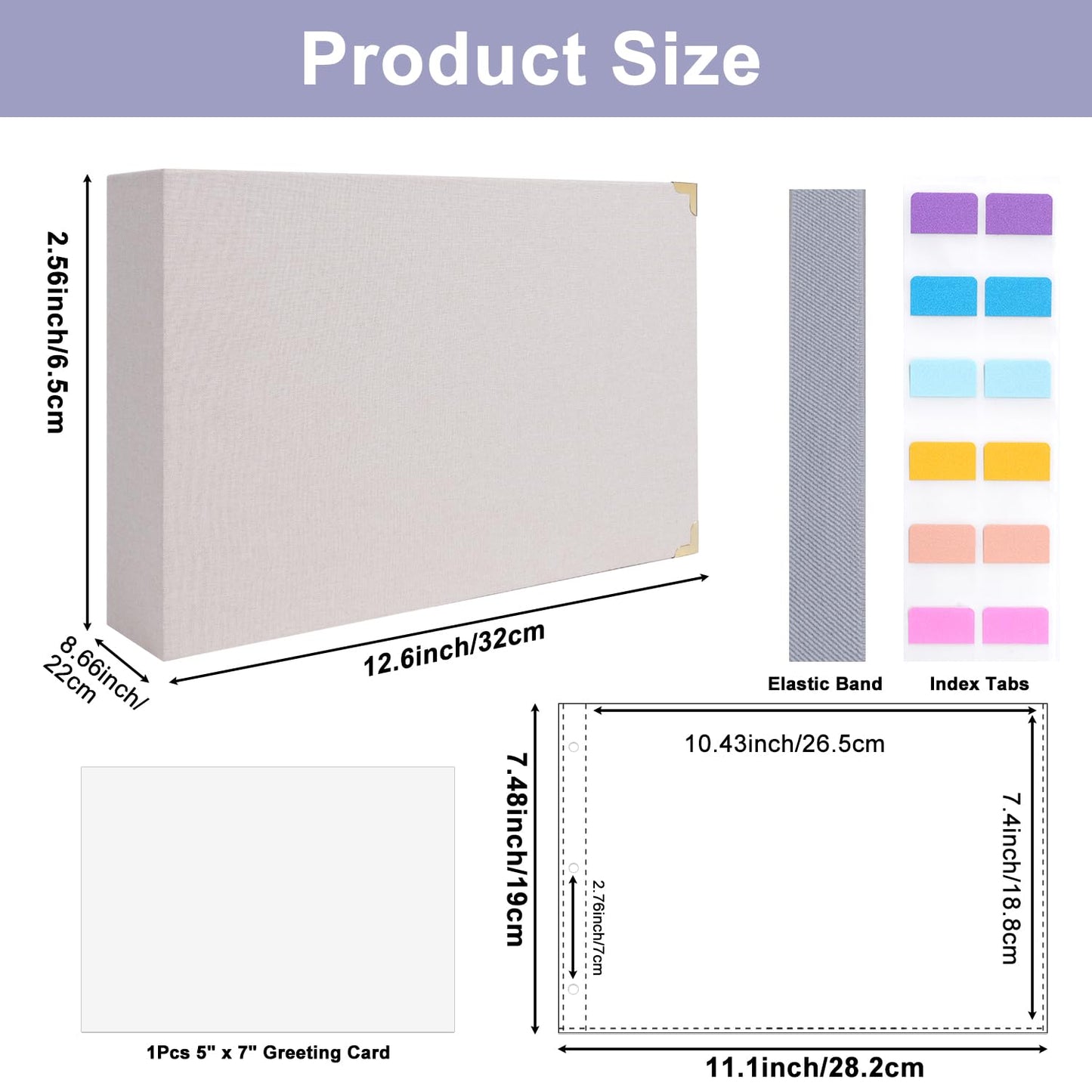 Greeting Card Storage Organizer, Insert One Opened Card per Sheet, D-Ring Binder Organizer for 4x6'' 5x7'' Birthday Christmas Cards, Linen Cover Card Keeper 100 Cards, Stickers, Photos Protection