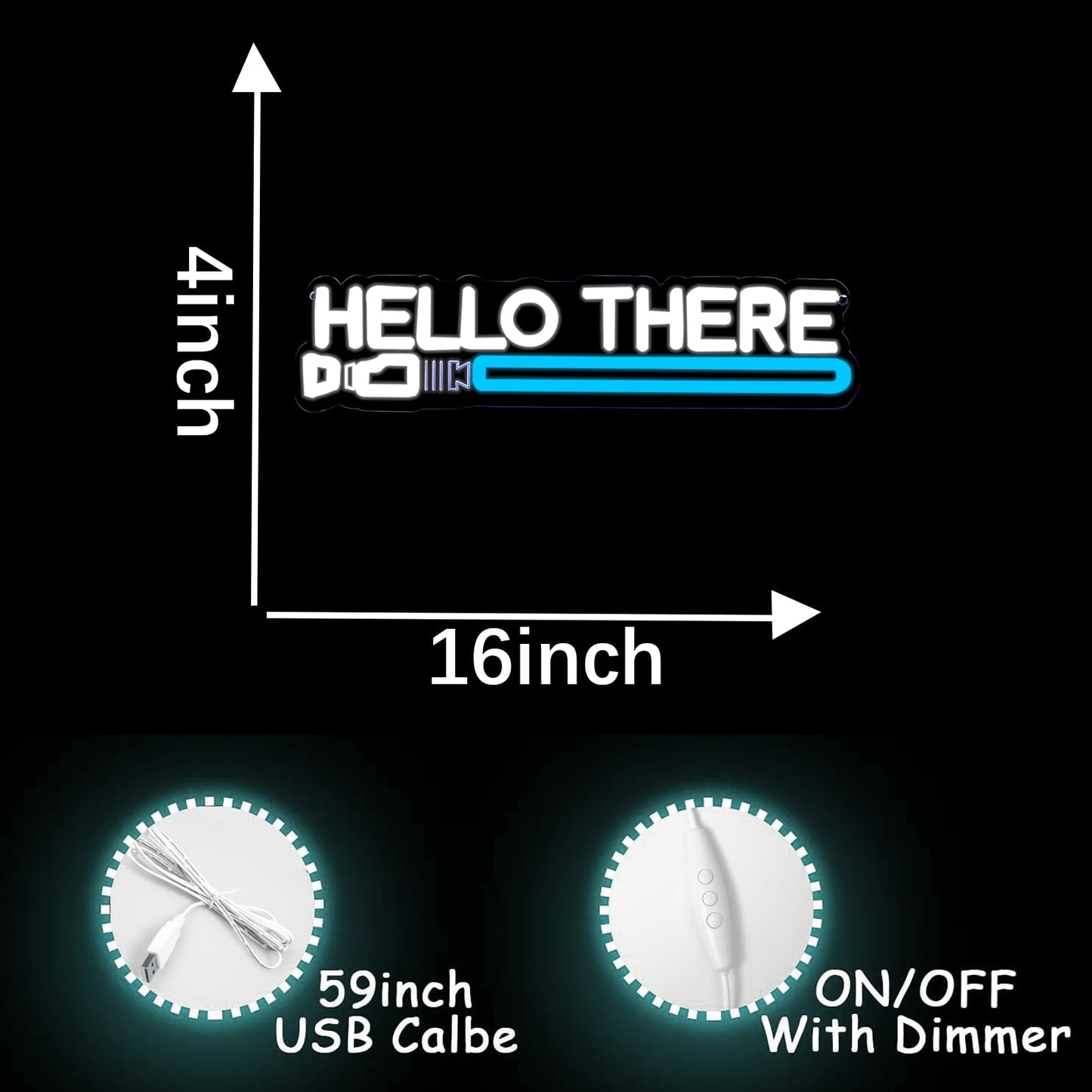 Pinlangdou Lightsaber Neon Sign Hello There Neon Sign Usb Power LED Swords Light Wall Decor for Bedroom Living Room Best Gifts for Men Fans