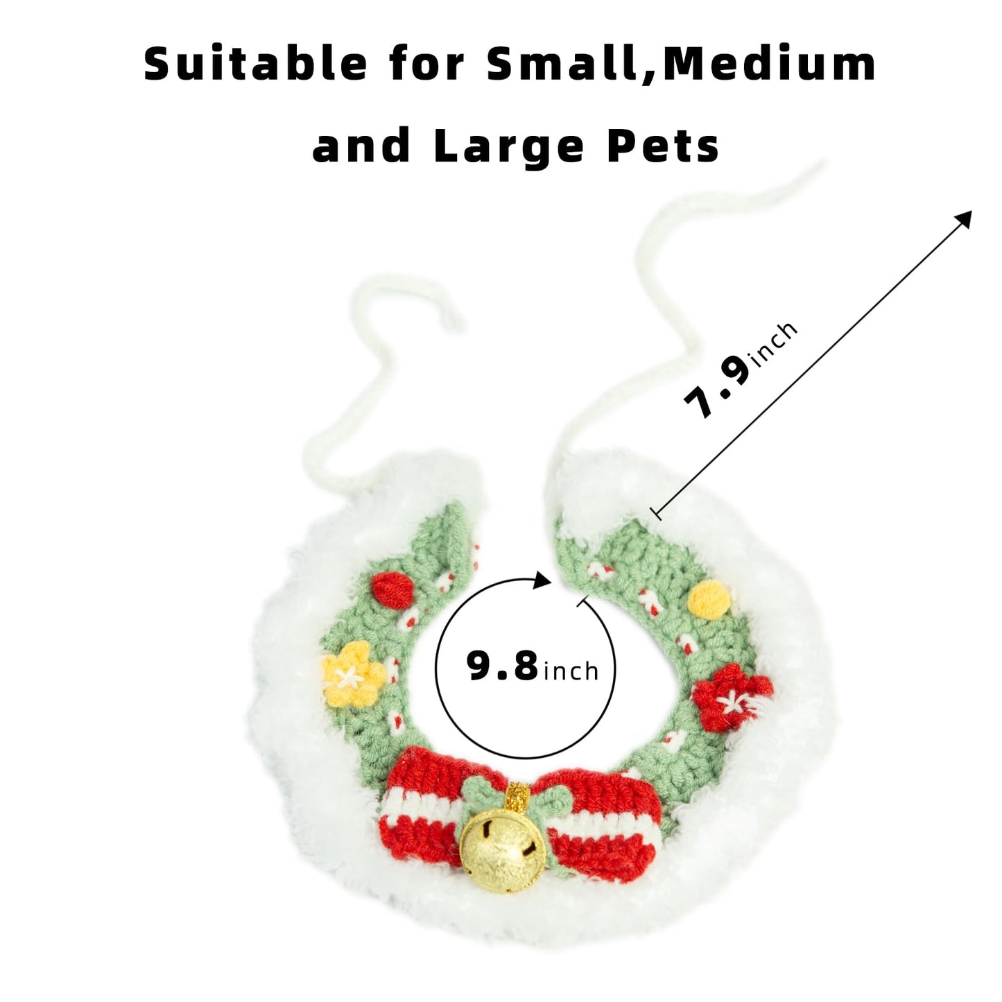 MITOCAPY Christmas Dog Costume, Handmade Cat Holiday Outfit with Christmas Tree Hat & Wreath Scarf Set, Adjustable,Lightweight & Breathable,Pet Accessories for Rabbits Xmas Party & Photos