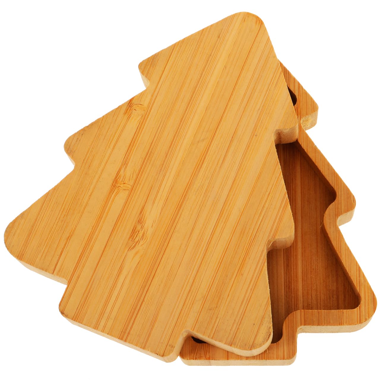 2pcs Christmas Tree Tray Small Xmas Tree Shaped Fruit Tray Snack Appetizer Plate Bamboo Serving Dish for Holiday Parties and Everyday Use
