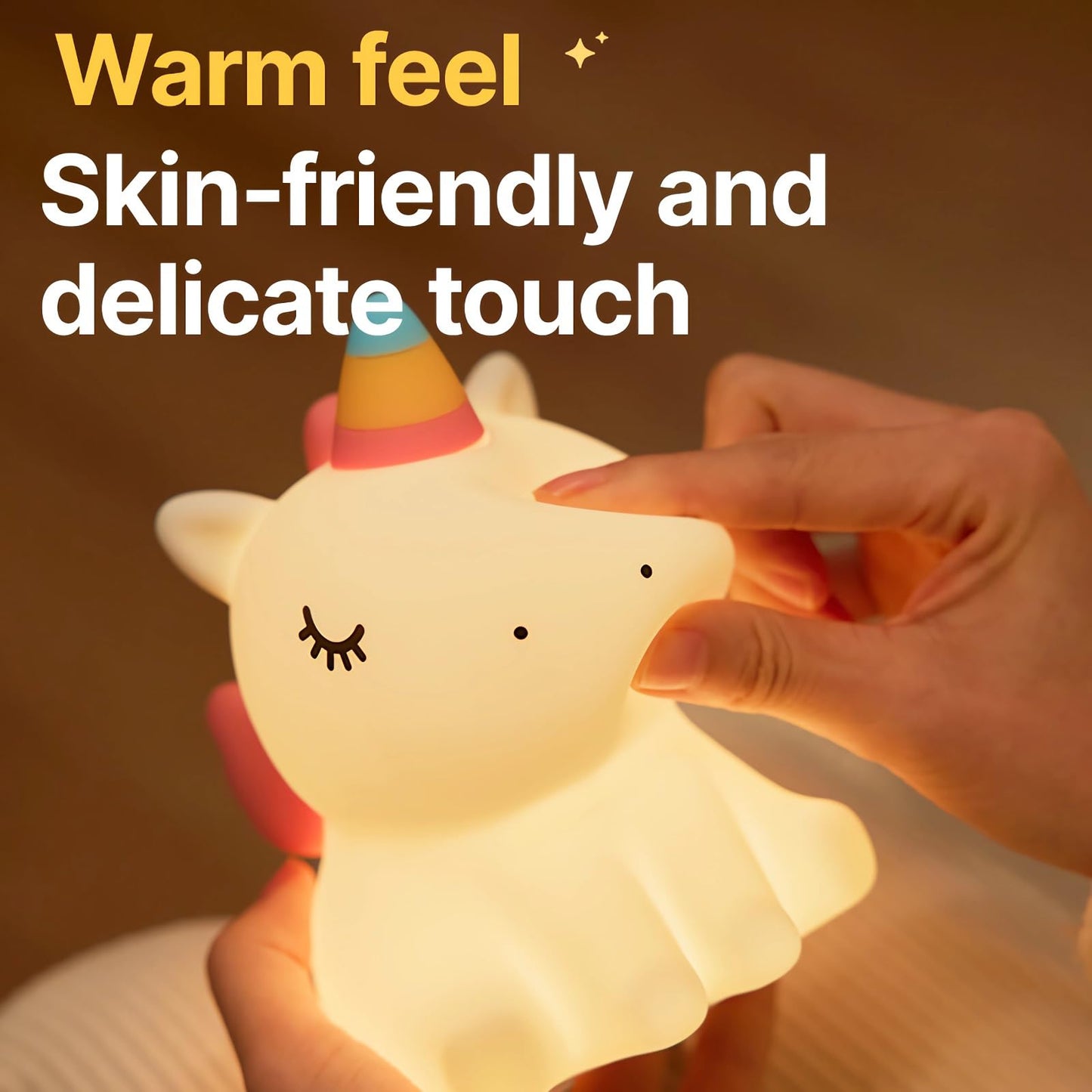 Night light for kids,Cute Unicorn Lamp, 3-Level Dimmable USB Rechargeable Lamp with Timer, Soothing Animal Toy for Nursery Bedroom Dorm Decor, Gift for Boys Girls Teens Adults (Birthday Christmas)