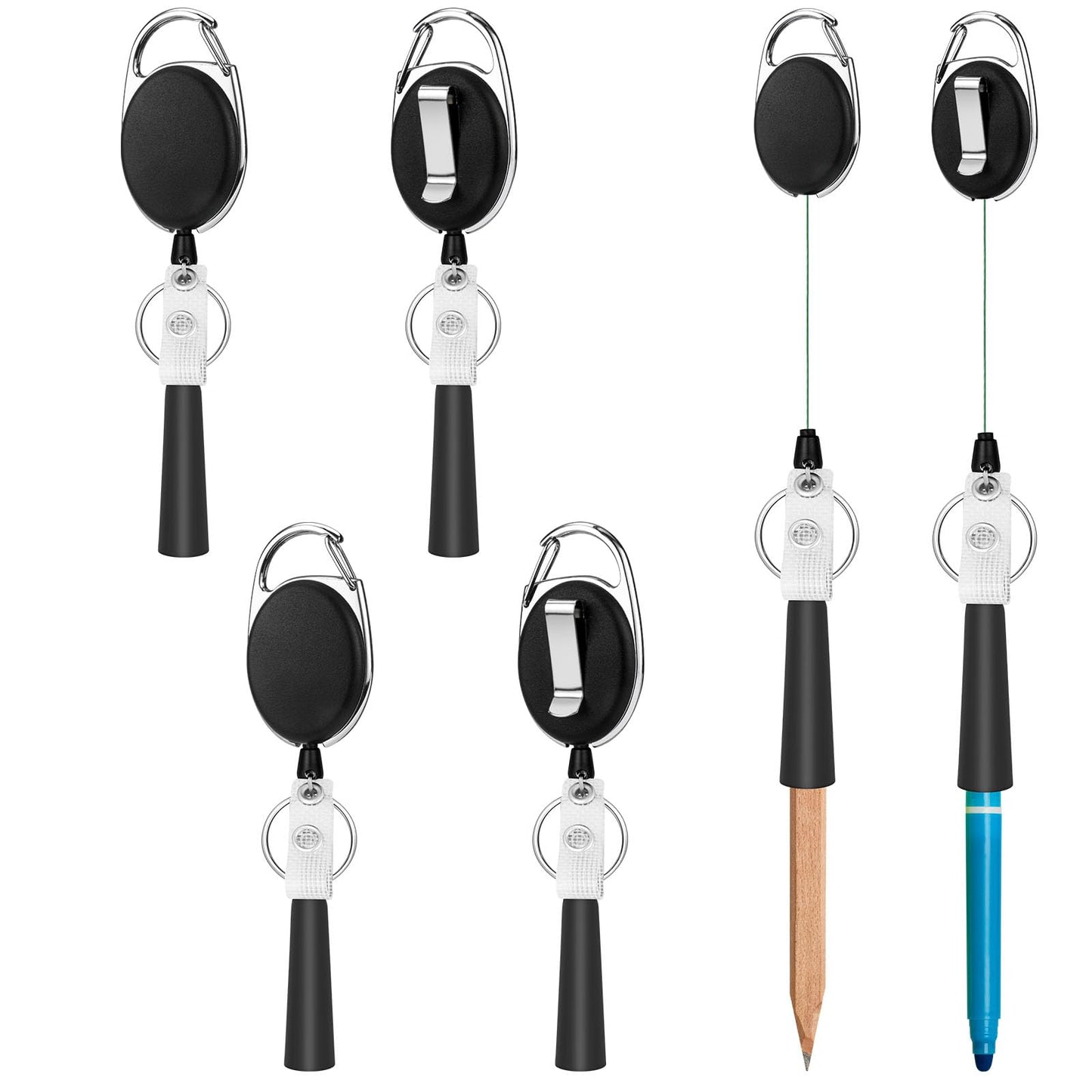 4 Pack Retractable Pen Pencil Holder with 31.5" Durable Dyneema Cord,Elastic Silicone Retractable Pen Holder for Nurses,Carpenters,Mechanics,Architects,Office Workers