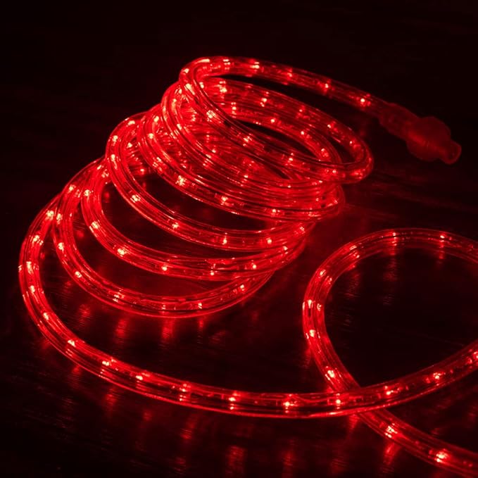 WYZworks 108LEDs 10ft LED Outside Rope Lights, Outdoor ETL Certified Waterproof Permanent 360 Degree Light Emitting, Flexible Tube, Connectable, Christmas Palm Tree Exterior Landscape, Red