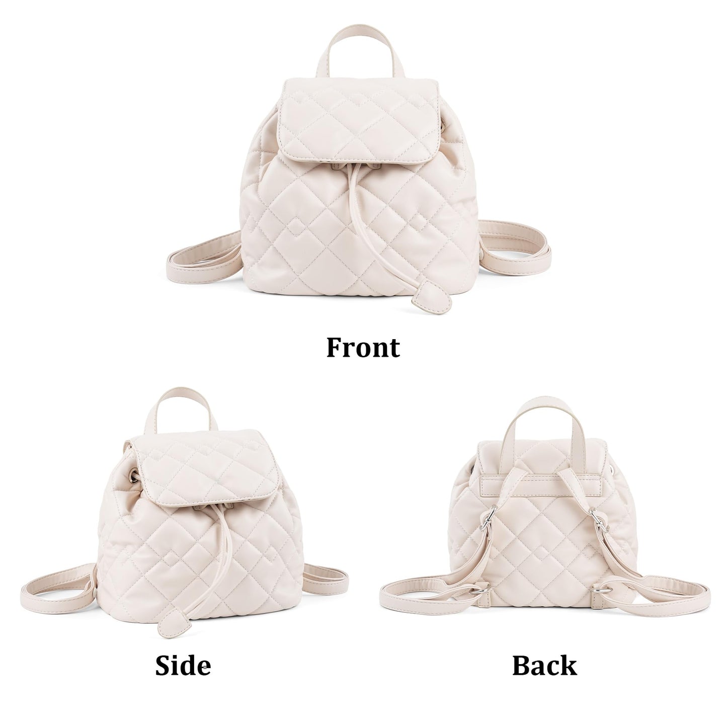 Goinsound Quilted Mini Backpack for Women, Vegan Leather Convertible Backpack Purse with Magnetic Closure, Trendy Daybag