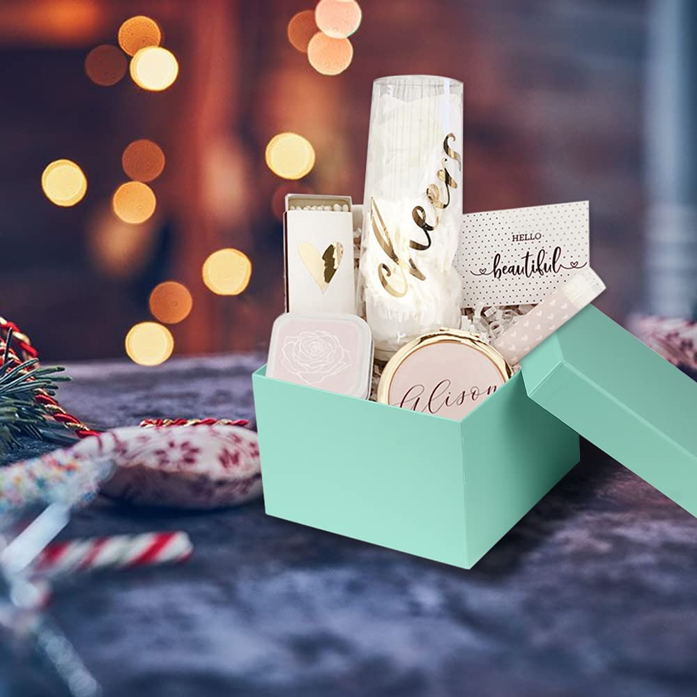 Briful Square Gift Boxes with Lids Set of 4 Teal Green Gift Box Assorted Sizes Nesting Gift Boxes for Presents Birthday Bridesmaid Wedding Valentines Christmas Party Favor Boxes