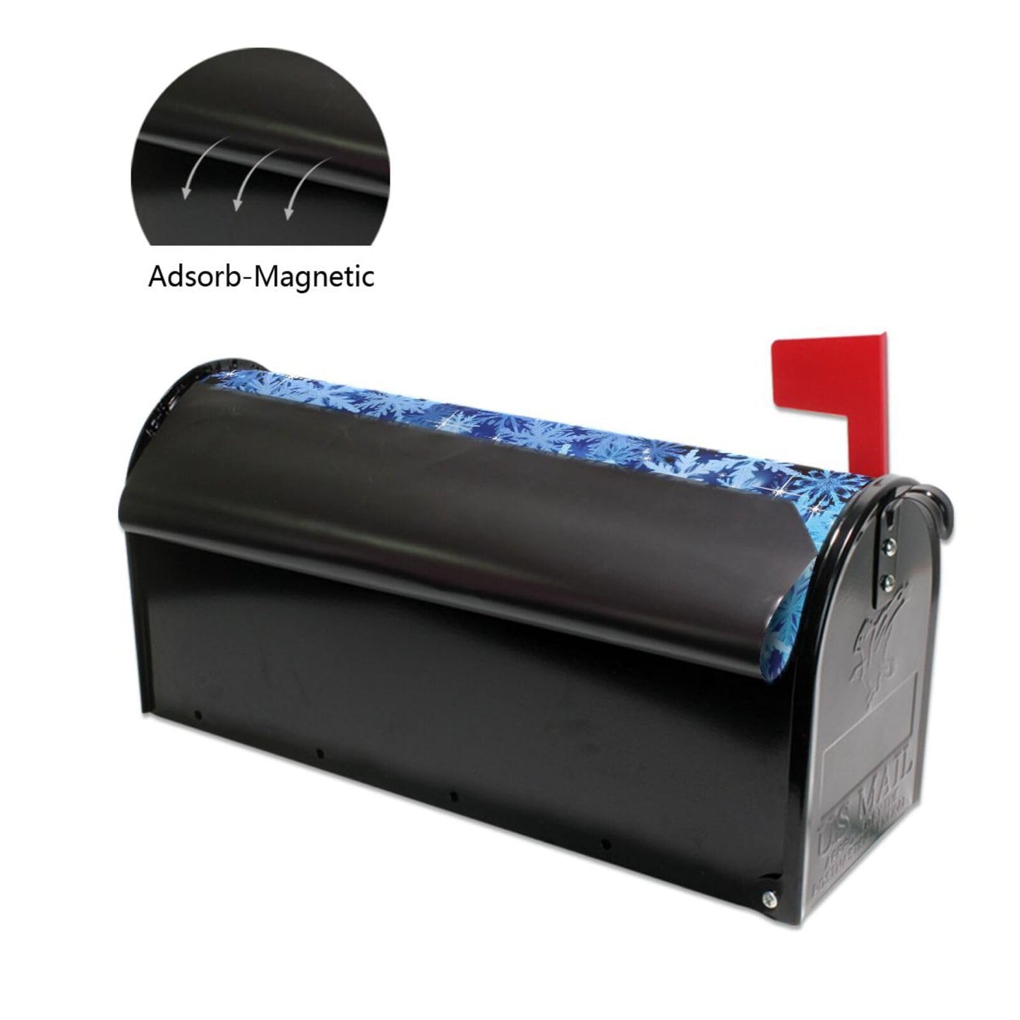 ALAZA Blue Winter Christmas Glitter Snowflakes Magnetic Mailbox Cover MailWraps Garden Yard Home Decor for Outside Oversized-25.5" x20.8"