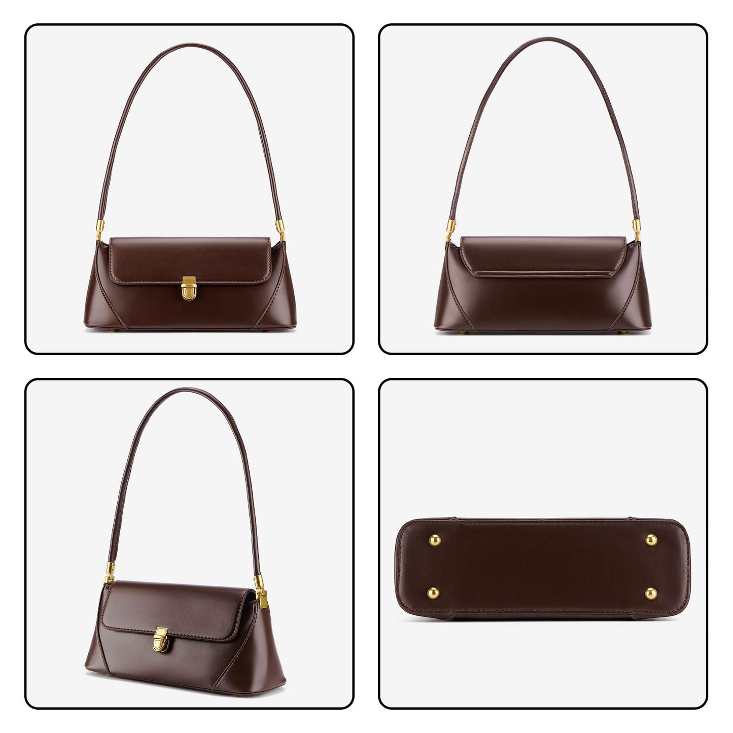 WEIMZC Shoulder Bag for Women Vintage Purse Fashion Classic Vegan Leather Clutch Tote Retro Handbag(Brown)