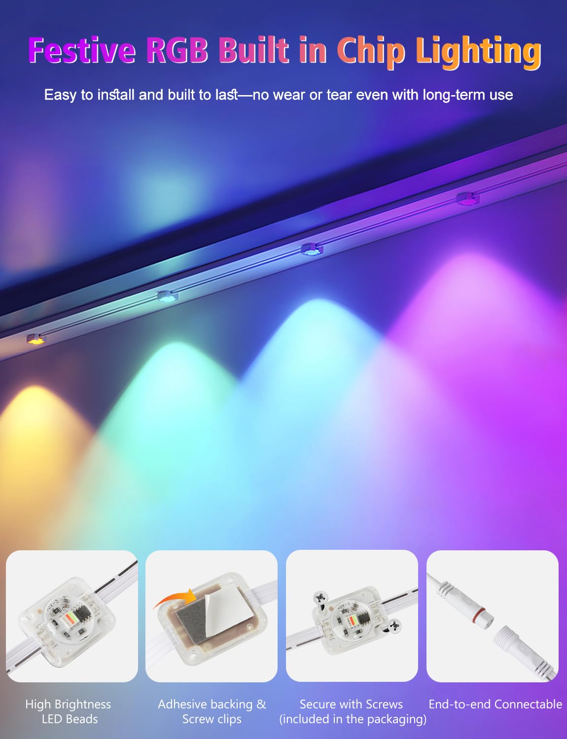 BSGlobal 100FT Permanent Outdoor Lights, 60 LED Smart RGB&IC Outdoor Eave Lights with App/Remote Control, 209 Scene Modes, IP67 Waterproof Outside Light for House Party Christmas