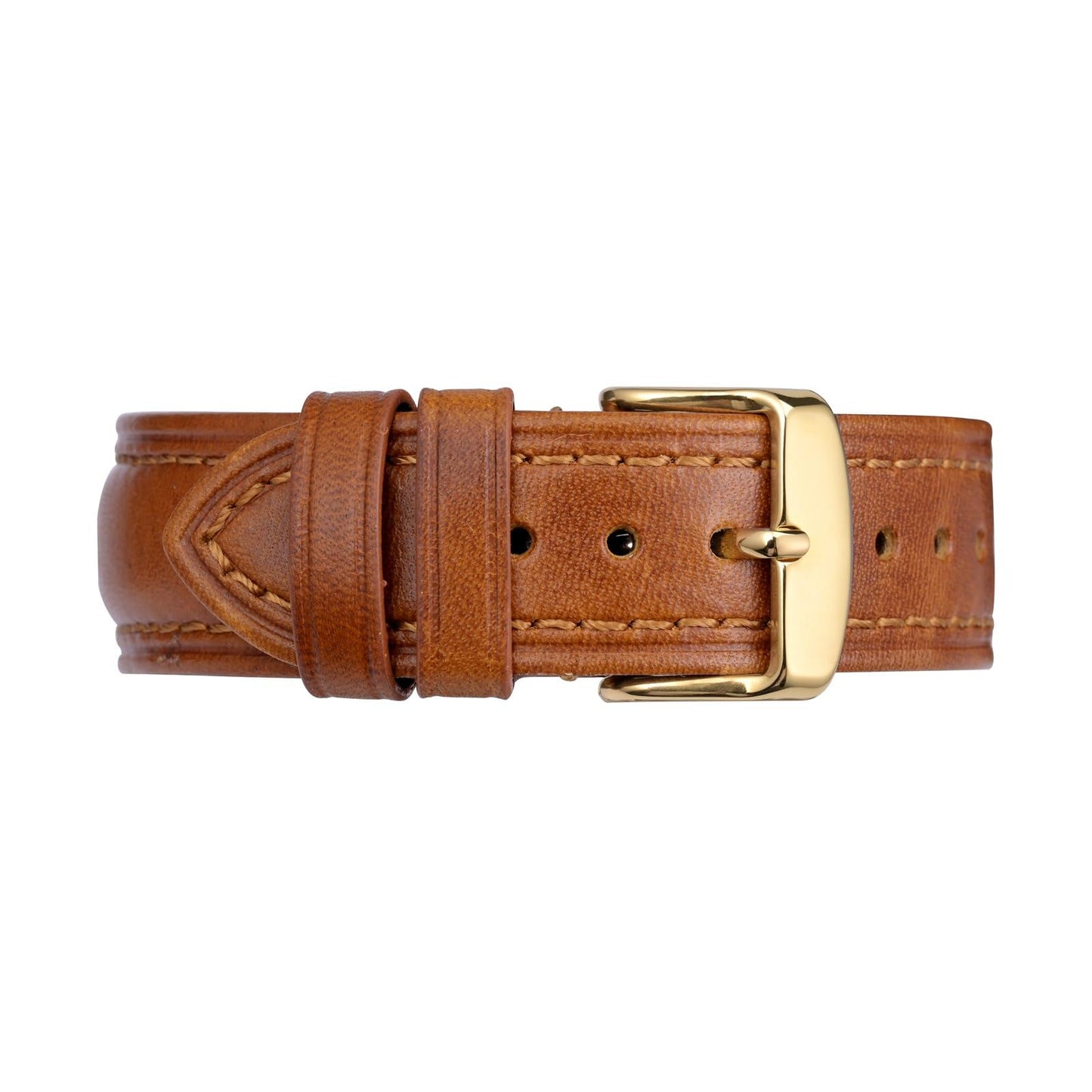 BISONSTRAP Retro Leather Watch Straps for Men, Oil Waxed Calfskin Replacement Band, Quick Release, 19mm, Toffee Brown (Gold Buckle)