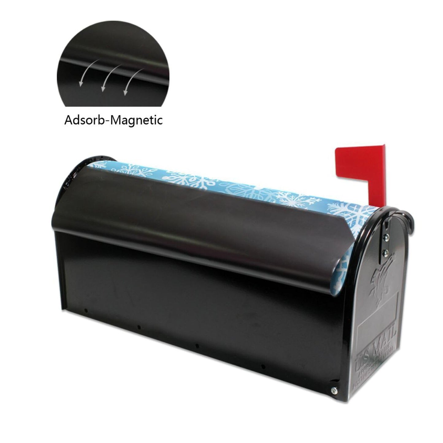 ALAZA Light Blue White Snowflakes Magnetic Mailbox Cover MailWraps Garden Yard Home Decor for Outside Oversized-25.5" x20.8"