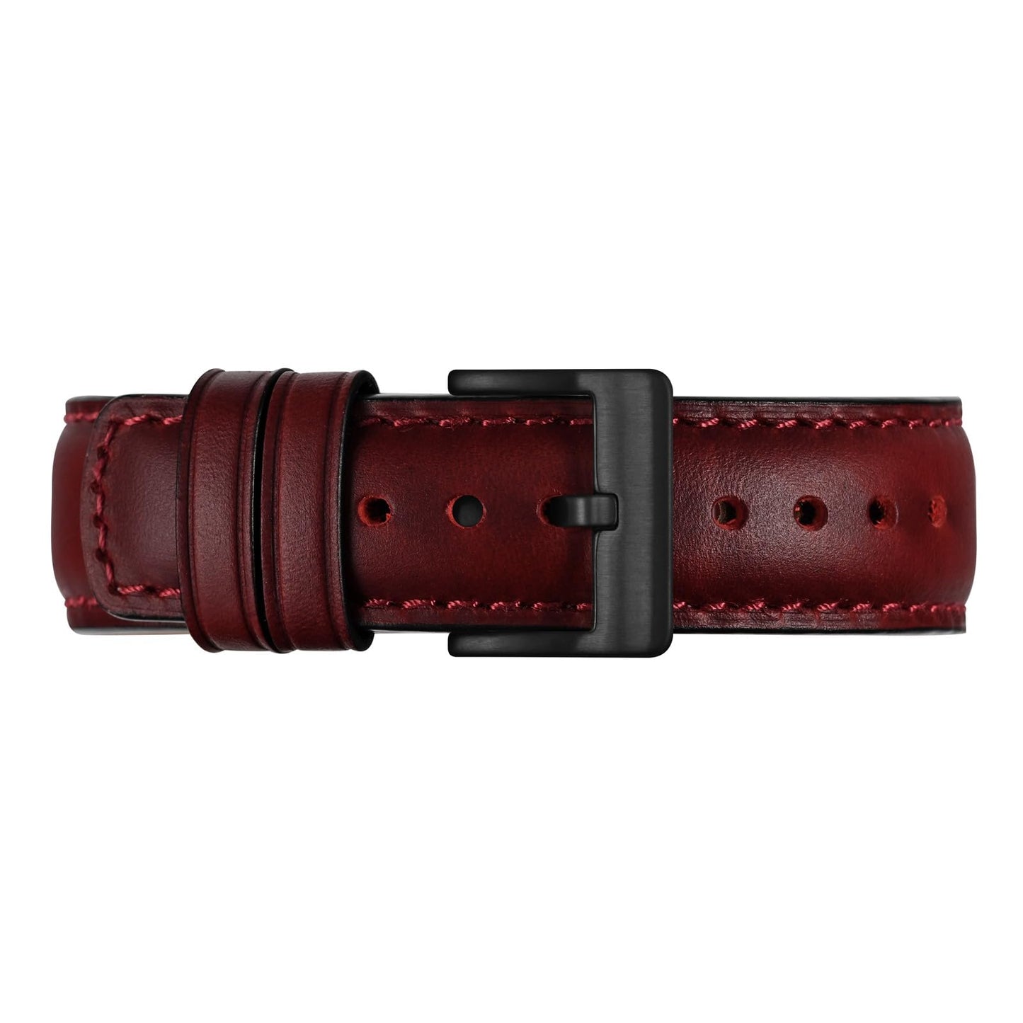 BISONSTRAP Leather Watch Strap for Men and Women, Oil Pull-Up Leather, Quick Release Replacement Bands, 20mm, Burgundy (Black Buckle)