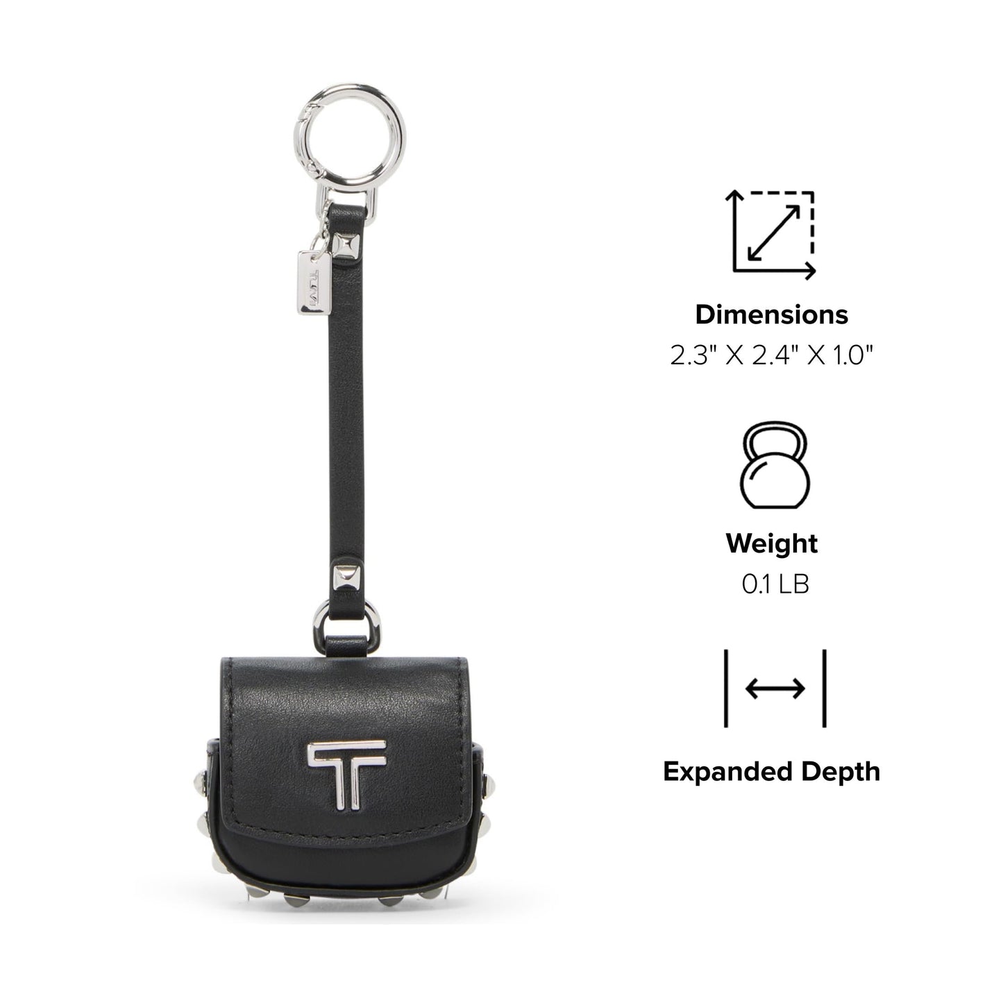 TUMI - Belden Airpods Charm - Men's and Women's Premium Leather Earbud Case - Black Studded