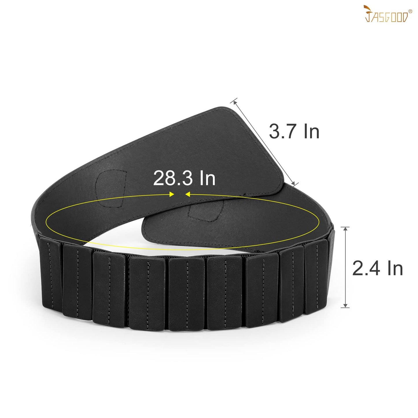 JASGOOD Women's Fashion Vintage Wide Elastic Stretch Waist Belt with Gold Interlock Buckle Halloween Belt (Matte Black,Suit Waist 36-42 Inch)