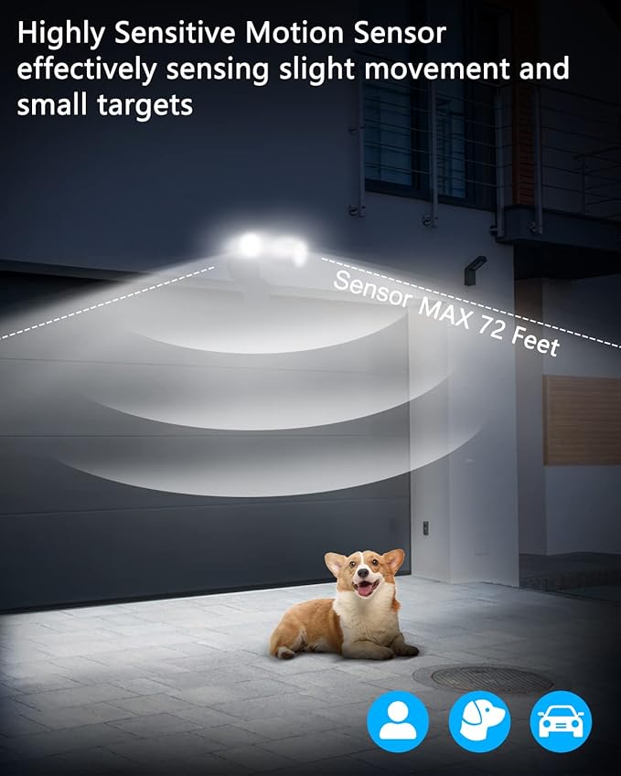 UFOND LED Security Lights Outdoor Motion Sensor Light,2400 Lumen All Aluminum Floodlight,Waterproof,Angle Adjustable,6500K,4 Modes,for Garage Porch Balcony Patio