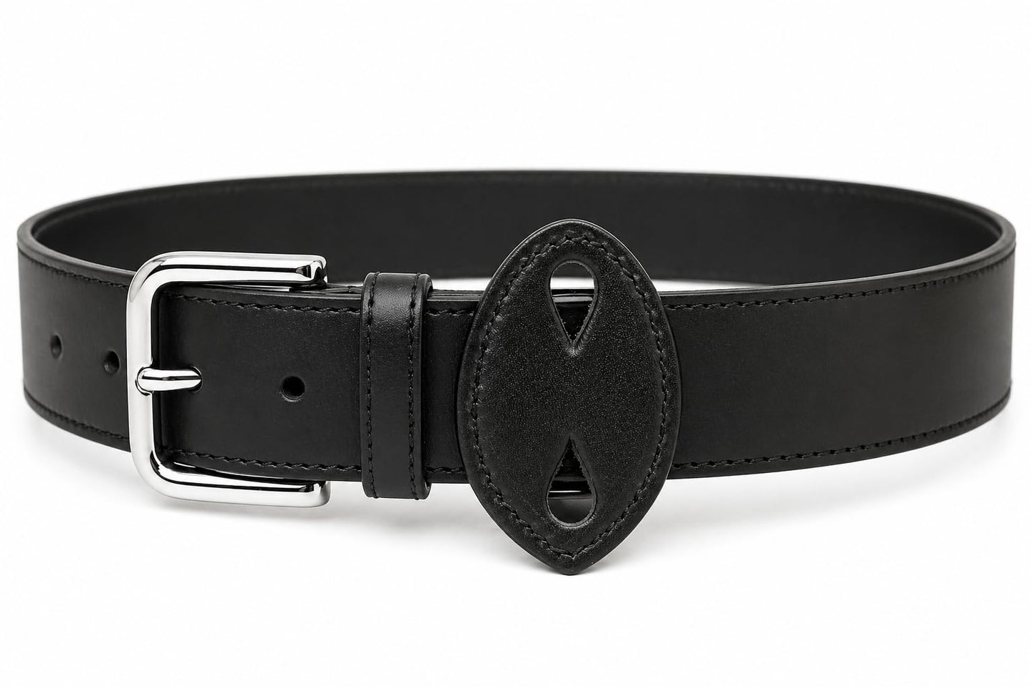 JAY-PEE Teardrop Leather Badge Holder with Belt Clip, Tactical Black Leather Carrier with Hook and Loop Closure, Belt Mounted Law Enforcement Badge Holder, Security Duty Gear Accessory, Made in USA