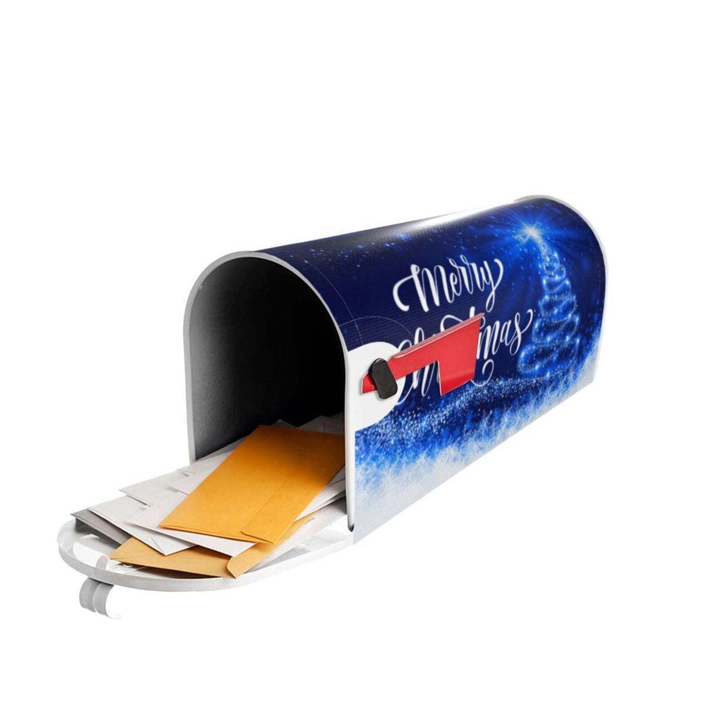 Mailbox Covers Merry Christmas Blue Snow Tree Magnetic Letter Post Box Cover Standard Size 25.5 x 21 Inch Garden Yard Home Decorative