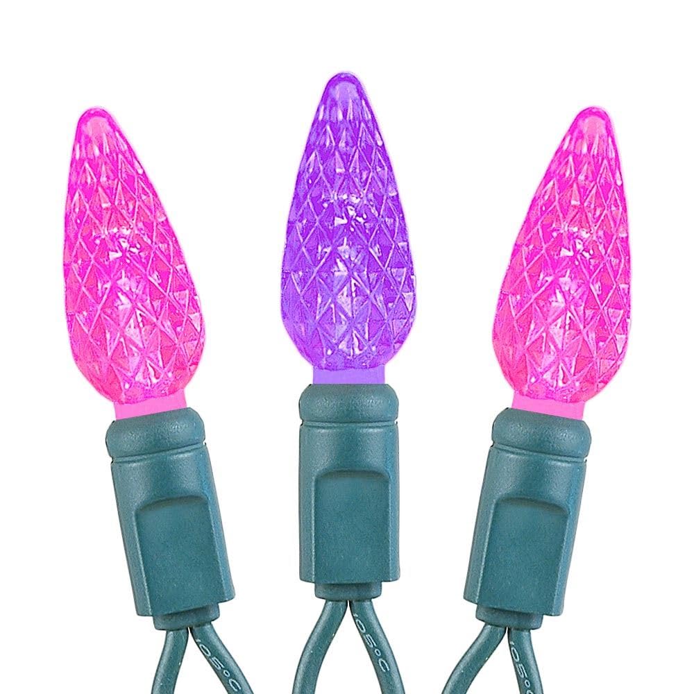 Novelty Lights 24FT 70 LED C6 LED Valentine's Day String Lights, Outdoor Christmas Tree Commercial Grade LED String Lights, Permanent Christmas Lights Outdoor Tree Decorations Outdoor (Pink/Purple)