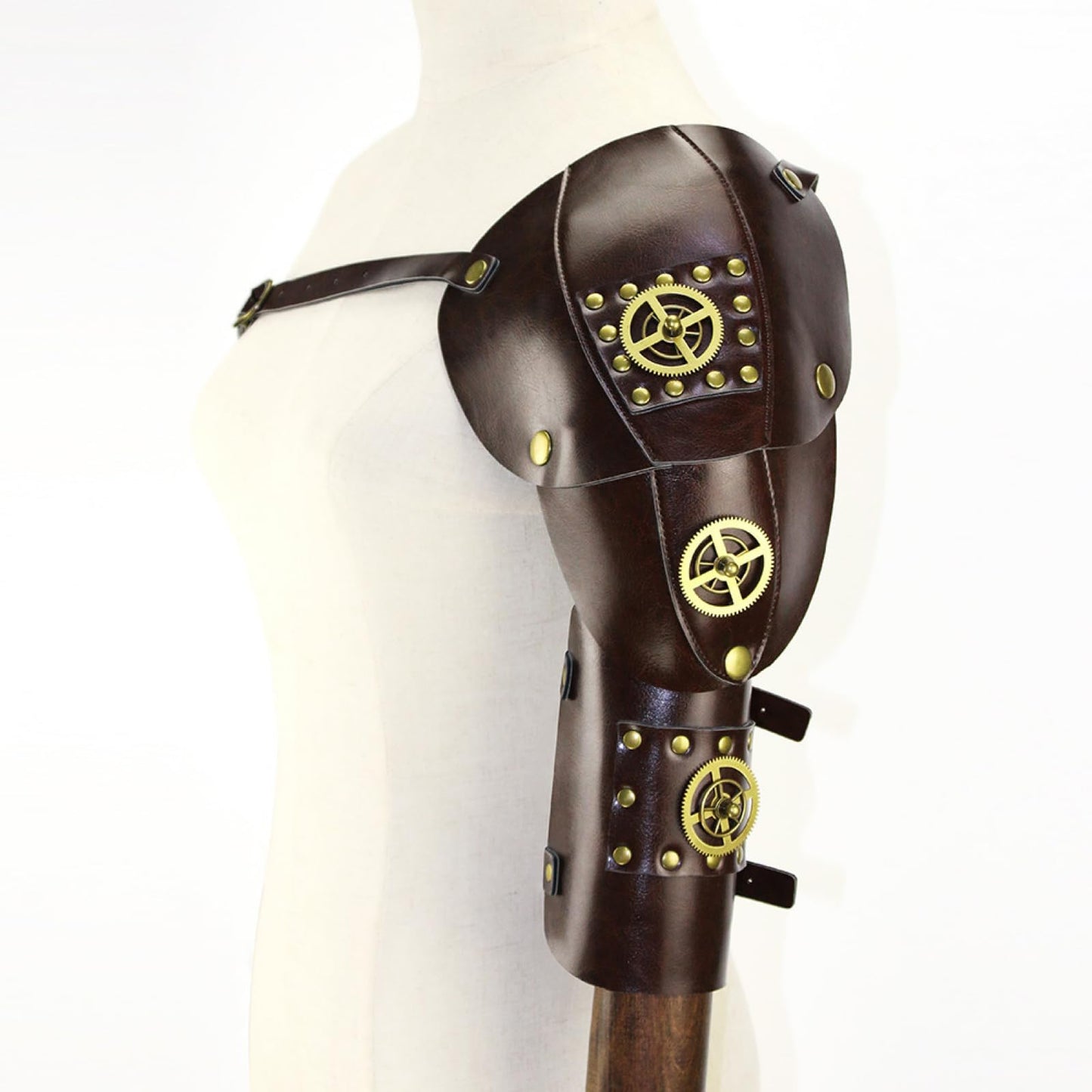 Steampunk Armband Leather Armor Shoulder Bracer Adjustable Medieval Knight Renaissance Cosplay Accessory Brown