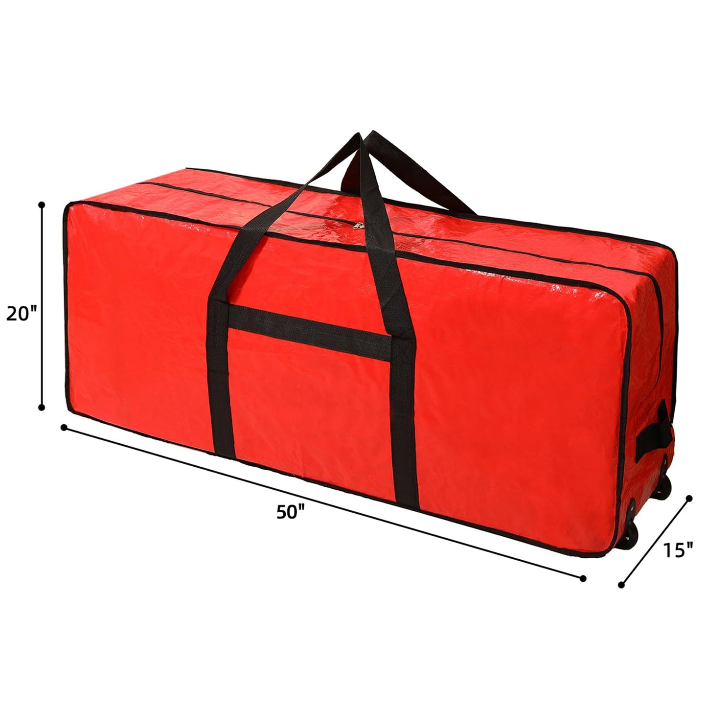 HOMEST Christmas Tree Storage Bag, Fits for 4.5-7 ft Xmas Artificials, Zippered Bag with Reinforced Carrying Handles and Wheels, Red (Bag Only)