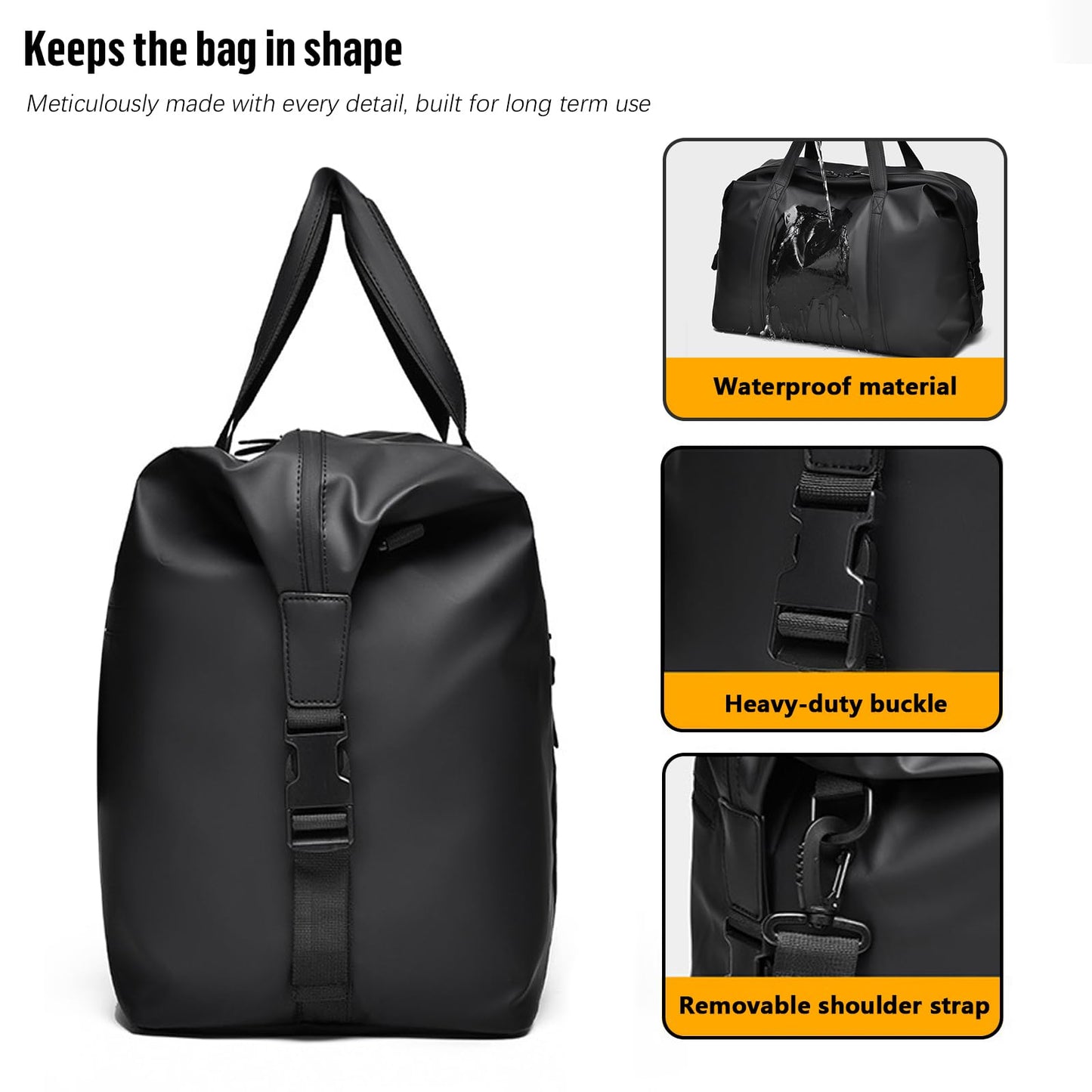 SZDPC Travel Duffle Bag for Spirit Airlines Personal Item Bag 18x14x8, PU Leather Carry on Tote Bag with Shoulder Strap, Weekender Bag for Men and Women