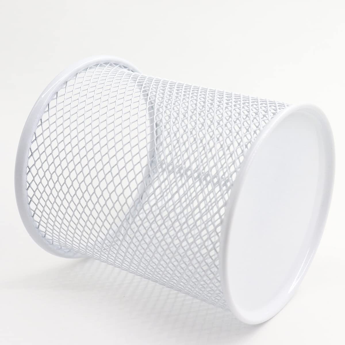 SNOW COOLER Pen Holder Mesh Pencil Holder Metal Pen Holder Cup Pencil Cup Holder for Desk Office Pen Organizer White, 4 Pack