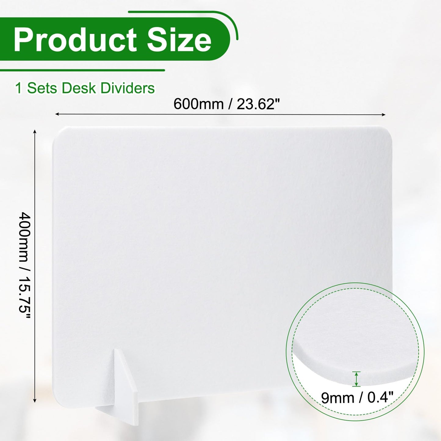 PATIKIL Desk Dividers 24" x 16", 1 Pack Desk Privacy Panel Freestanding Noise Reducing Partition Acoustic Panel with 2Pcs Support Feet for Testing Office Home Library, Pure White Style A