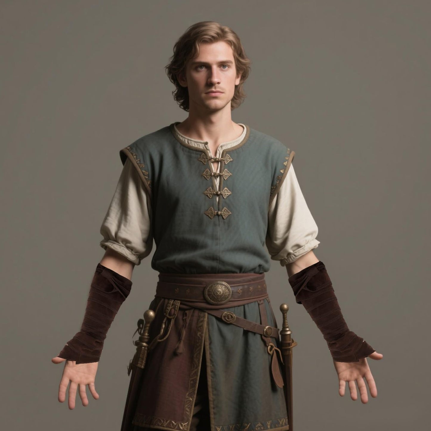 Renaissance Arm Wraps Medieval Faux Suede Bracers,Viking Hand Wraps, LARP Arm Guards Halloween Costume Accessorie Brown