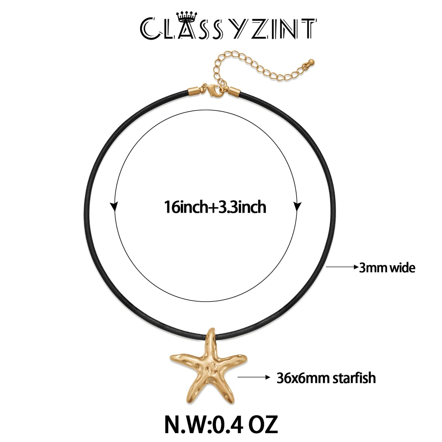 CLASSYZINT Gold Starfish Necklace Vintage Ocean Sea Shell Choker Necklace Gold Seashell Necklace for Women