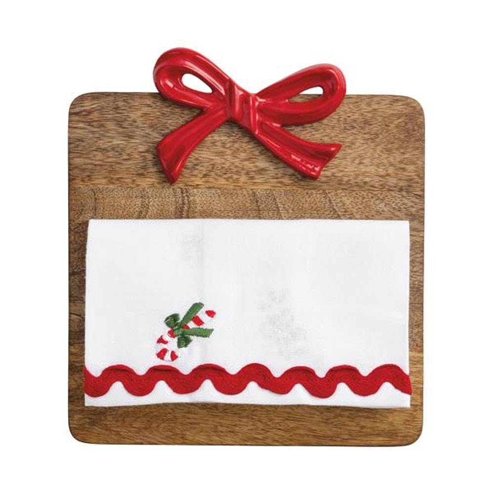 Mud Pie Christmas Red Bow Board & Towel Set