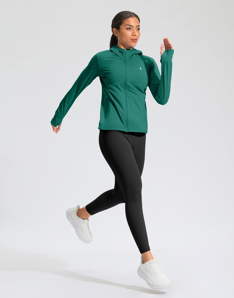 Soothfeel Women's UPF 50+ Sun Protection Hoodie Jacket Lightweight Long Sleeve Sun Shirt for Women with Pocket Hiking Outdoor(Teal, XL)