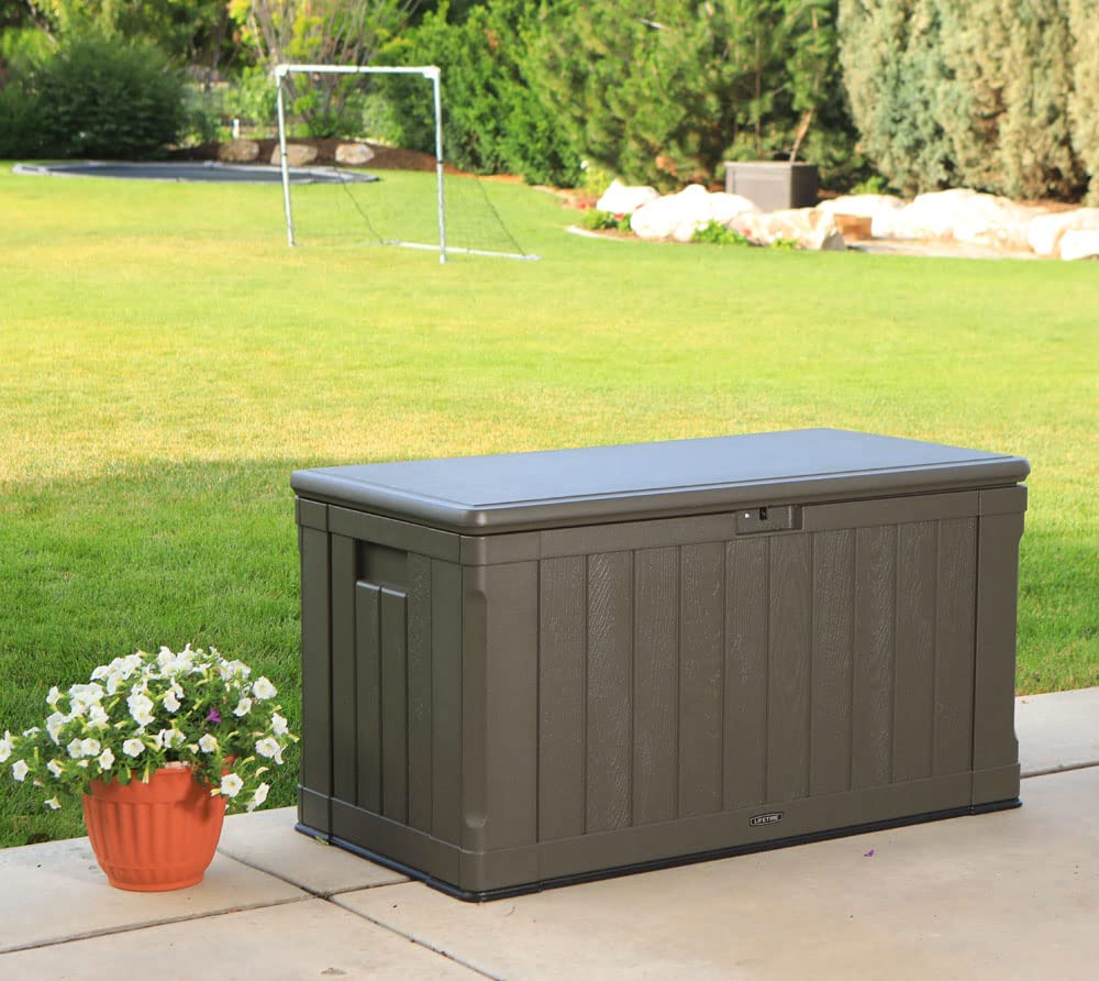 Lifetime 60089 Deck Storage Box, 116 gallon, brown