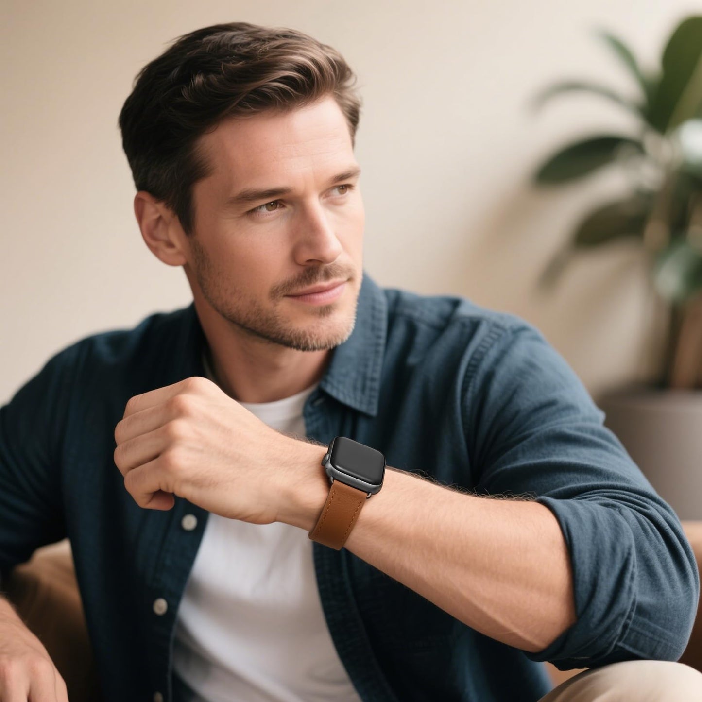 Bestig Leather Bands Compatible with Apple Watch Band 38mm 40mm 41mm 42mm(Series 10 11) for Women Men, Wristband Strap for iWatch SE3/2/1&Series 9 8 7 6 5 4 3 2 1(Brown+Black)